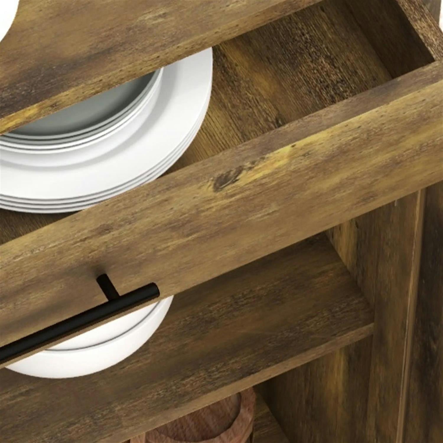 Demi Bonn 36" Kitchen Island Cart on Wheels with Drawer, Storage Cabinet, Rolling Dining Room Serving Utility Carts Mobile Movable with Towel Rack, Brown