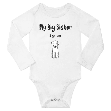 

My Big Sister is a Kuvasz Dog Funny Baby Long Sleeve Clothing Bodysuits Boy Girl (White 12-18M)