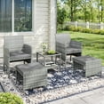 thumbnail image 4 of ELPOSUN 5-Piece Patio Furniture Set, Outdoor Patio Conversation Rattan Chair with Side Table & Storage Ottoman for Balcony, Porch, Deck, Poolside,Gray Rattan,Gray, 4 of 8