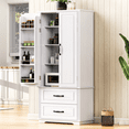 thumbnail image 2 of 71'' Rural Style Kitchen Storage Cabinets with 2 Large Drawers, Independent Cabinets with Multi-Layer Shelves, for Living Room,  Kitchen, White, 2 of 9