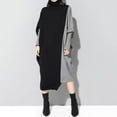 thumbnail image 3 of TUCS Turtleneck Korean Style Spliced Knitted Midi Dress, 3 of 7