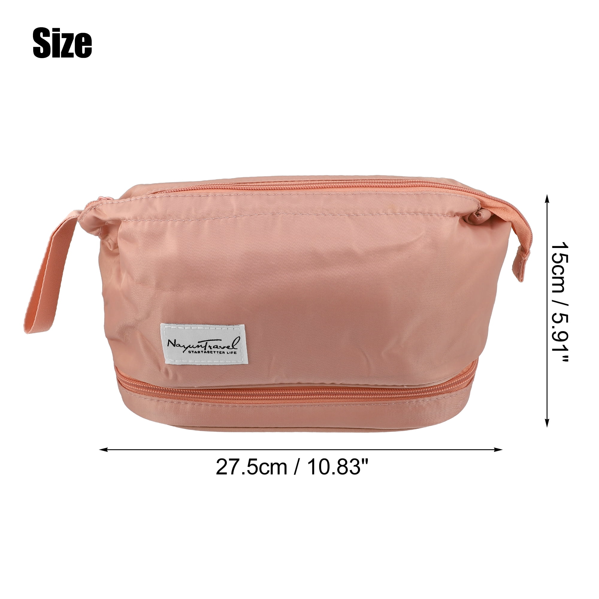 Unique Bargains Floral Makeup Bag Zipper Flower Cosmetic Pouch Pink