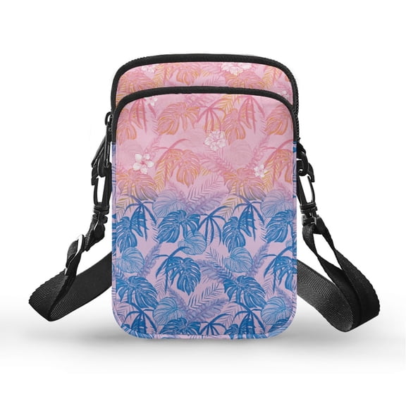 HELLHERO Monstera Pattern Double Deck Adjustable Shoulder Strap Crossbody Bag Women Adjustable Shoulder Strap for Daily Use