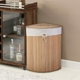 thumbnail image 2 of Costway Corner Bamboo Hamper Laundry Basket Washing Cloth Bin Storage Bag Lid Natural, 2 of 12