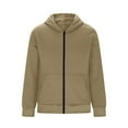 thumbnail image 4 of YueHuiYing Men's Fleece Hooded Jacket Solid Color Thickened Warm Multi-Pocket Workwear Relaxed Winter Coat, 4 of 7