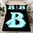 thumbnail image 2 of Manfei Cartoon Monogrammed B Queen Sheet Sets, Kawaii Ribbon Bow-tie Flat Sheet, Teen Boy Girl Kid Queen Fitted Sheet, Lightweight Room Decor, 4-Piece, 2 of 7