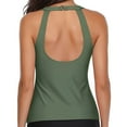 thumbnail image 3 of Baqcunre Tankini Tops for Women Swimwear Top Only Tummy Control Bathing Suit Top No Bottom (Available in Plus) Army Green S, 3 of 3