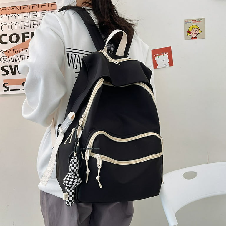 CoCopeaunts Women Solid Color Nylon Backpack Schoolbag for Teenage Girls  Luxury Japanese Harajuku Bag Preppy Female Student Travel Book Bag