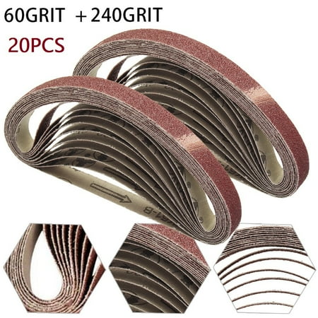

20pcs 15*452mm Sanding Belt 60/240Grit for M10 Sander Adapter Polishing Machine