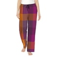 thumbnail image 2 of Goofa Purple Yellow Buffalo Plaid Printed Soft Pajama Pants for Women, Wide Leg Comfy Casual Lounge Yoga Pants-, 2 of 9
