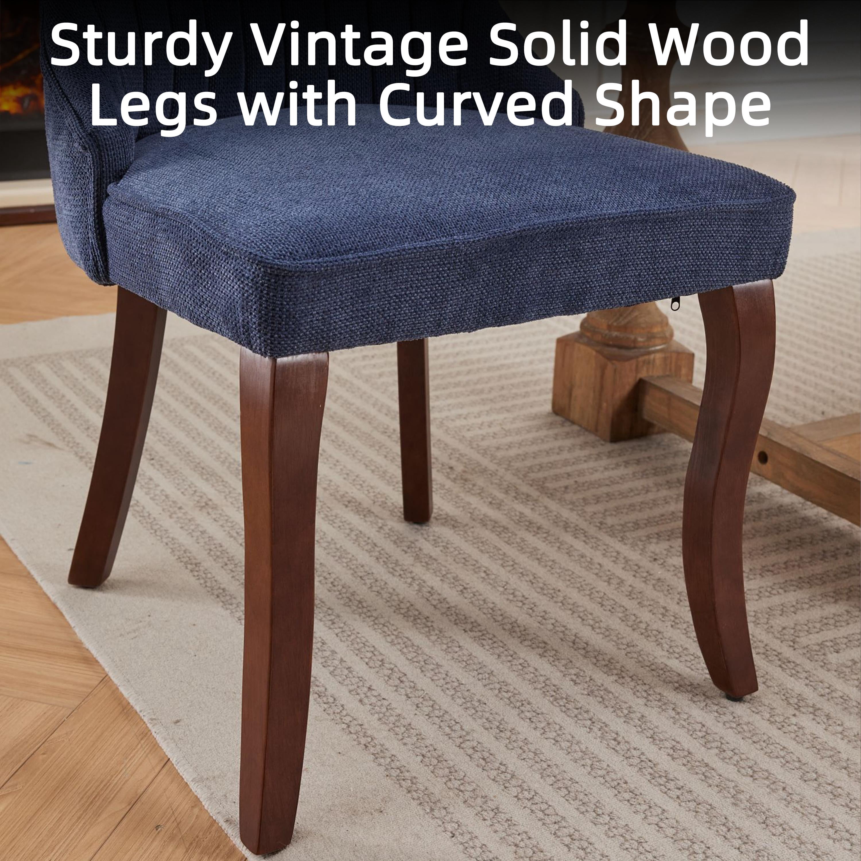 Dining Chairs Set of 4, PAPROOS Velvet Upholstered Dining Chairs, Farmhouse Accent Chair Side Chair with High Backrest and Solid Wood Legs, Kitchen Chair for Dining Kitchen Living Room, Blue