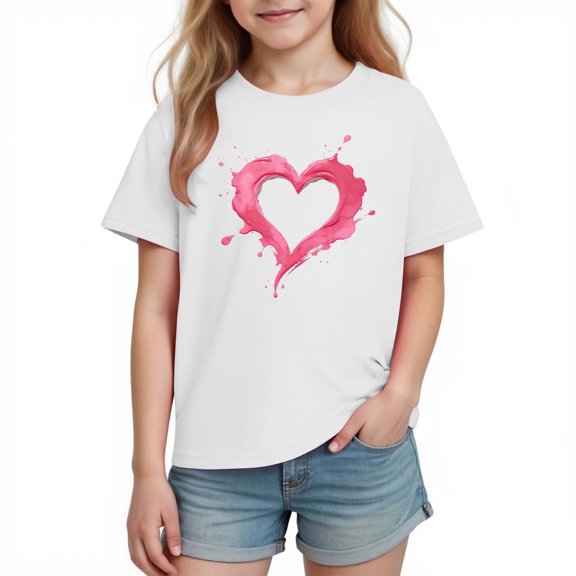 Plebaso Boys Girls Valentine's Day T-Shirts Graphic Cute Tee Casual Short Sleeve Crewneck Summer Tops
