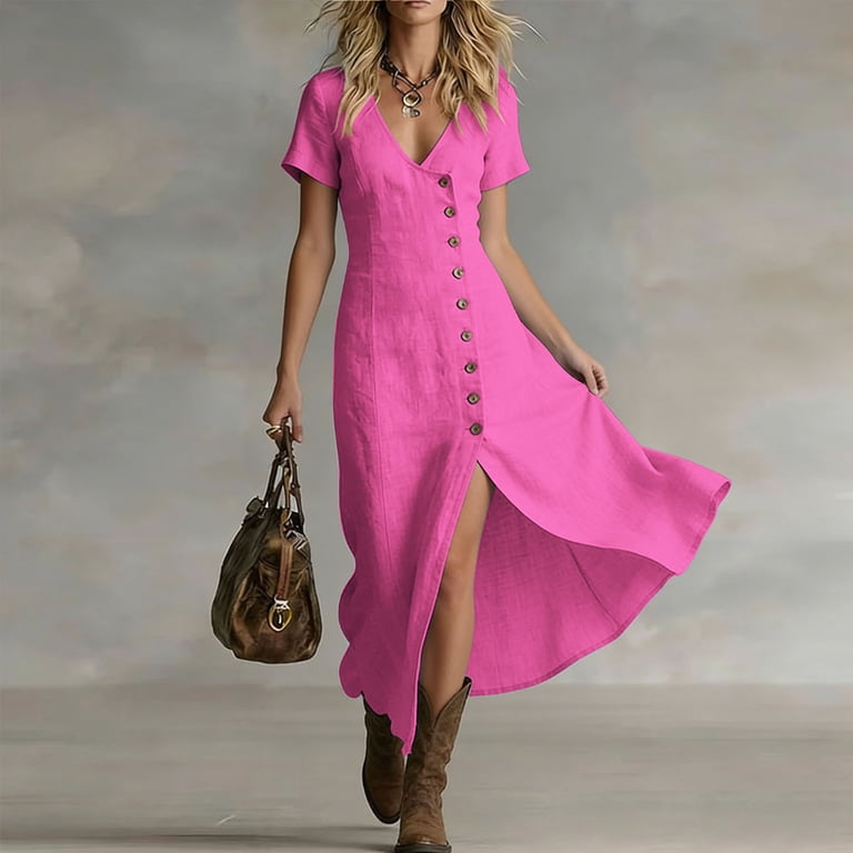 hot pink vacation dress Austin Convertible Maxi Dress in Hot Pink| Pink Oversized Maxi Dress | Pink  Bridesmaid Dress