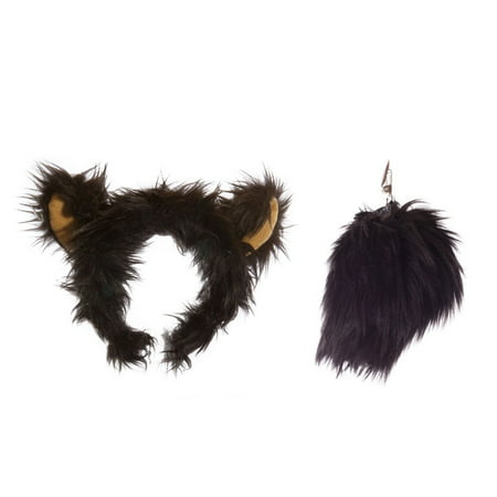 Wildlife Tree Plush Black Bear Ears Headband and Tail Set Black Bear Costume, Cosplay or Forest Animal Costumes