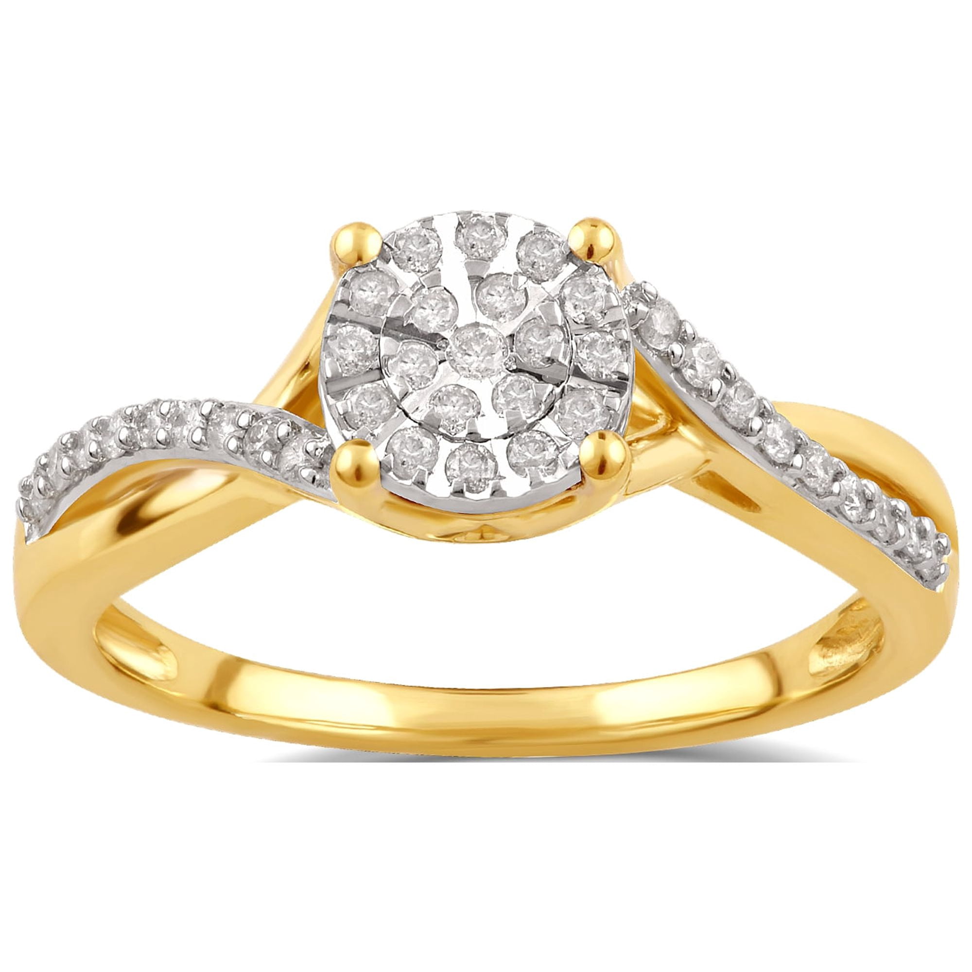 Brilliance Fine Jewelry 1/3 Carat Round Diamond Composite Wedding Bridal Set in 10KY Gold for Women