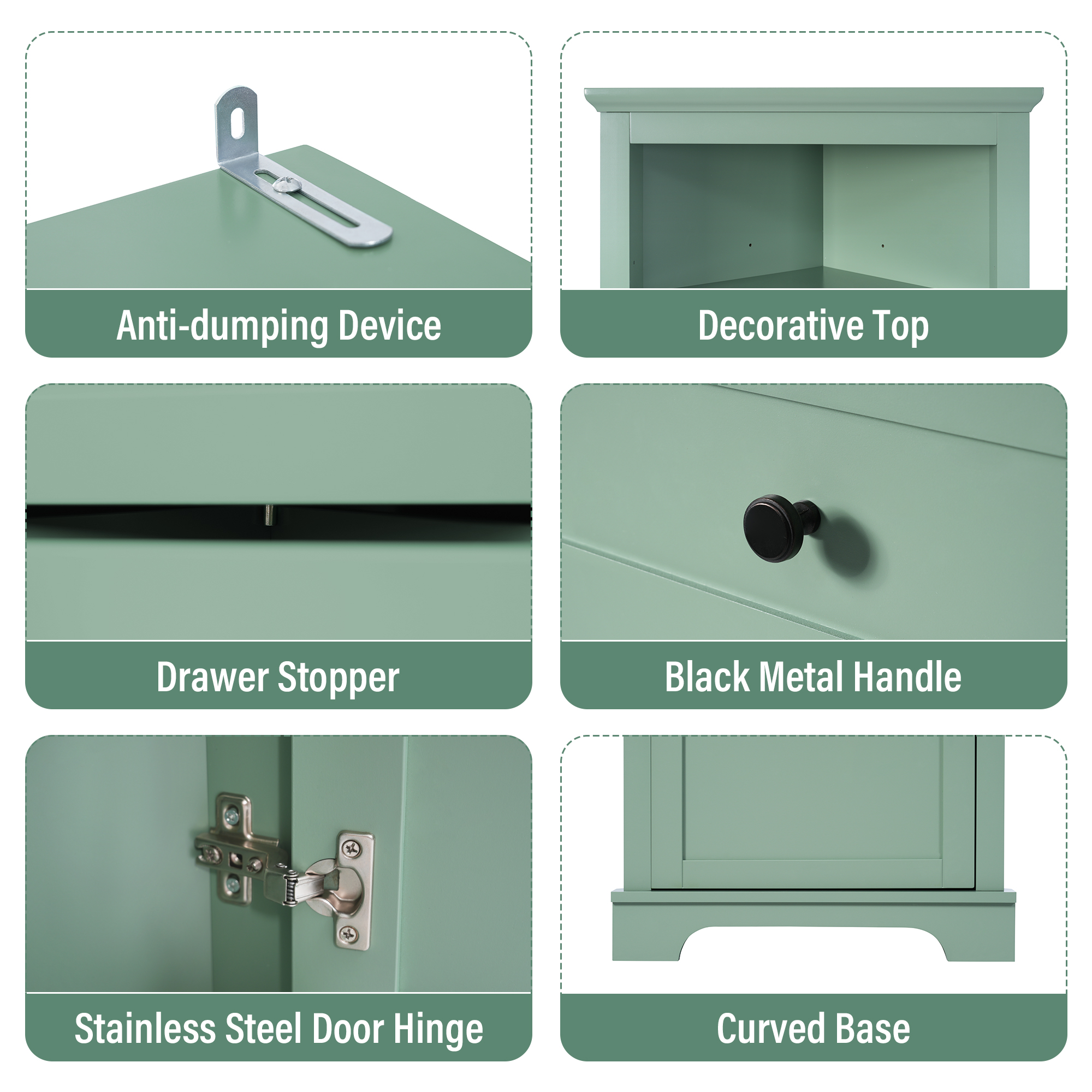 Bellemave Triangle Tall Storage Cabinet with Adjustable Shelves and 3 Drawers Corner Bathroom Cabinet Freestanding Wooden Cabinet Storage Organizer Floor Cabinet,Green