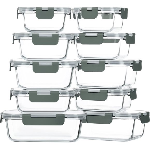 Recipiente de almacenamiento de alimentos M MCIRCO Glass, 20 piezas con tapas