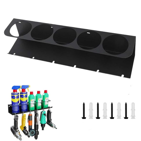 Spray Bottle Rack,Can Holder, Wall-mounted Garage Bottle Organizer Workshop Holder for Spray Cans 5 Slots Spray Can Holder for Garage, Shop and Home