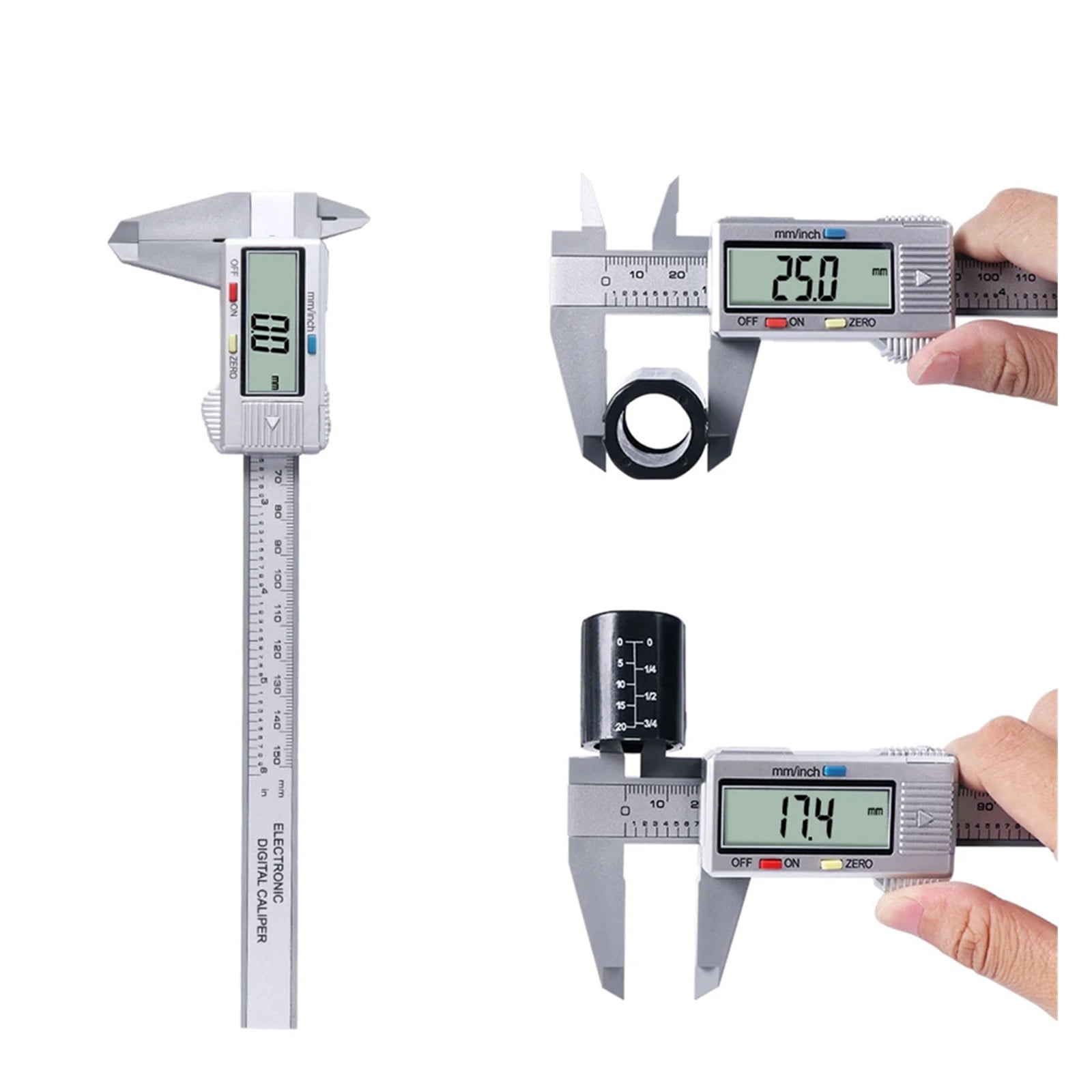 150mm/6Inch Digital Caliper Electronic Carbon Fiber Micrometer With Large LCD Screen Pachymeter For DIY/Household Measuring Tool ,Easy to Operate