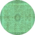 thumbnail image 1 of Ahgly Company Machine Washable Indoor Round Oriental Turquoise Blue Modern Area Rugs, 8' Round, 1 of 4