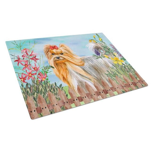 Carolines Treasures CK1247LCB Yorkshire Terrier Planche à Découper en Verre à Ressort, Grande