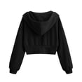 thumbnail image 4 of CUSTG Women Zip Up Hoodie Cropped Double Zipper Sweatshirt Casual Streetwear Solid Color Long Sleeve Breathable Tops Daily Wear, 4 of 4