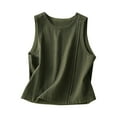 thumbnail image 2 of Gamivast Linen Shirts for Women Short Sleeve Stripe Loose Fitted Stand Collar Casual Blouses Beach Vacation Solid Color Going out Tops Summer outfits, 2 of 6