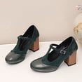 thumbnail image 2 of SACFOF Women's T-Strap Mary Jane Pumps Round Closed Toe Comfortable Low Chunky Block Heel Wedding Dress Evening Party Shoes, 2 of 6