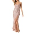 thumbnail image 4 of Vestido de Noche de Lentejuelas INSPIRE CHIC para Mujeres con Escote en V y Tirantes Espagueti, Vestido Largo con Abertura, 4 of 6