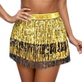 thumbnail image 2 of Belly Dance Skirt for Women Sparkly Sequin Fringe Skirt Glitter Rave Sequin Tassel Skirts Hip Scarf Mini Skirts, 2 of 5