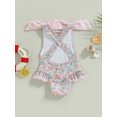 thumbnail image 4 of Spewahor 1-5Y Kids Baby Girls Summer Swimsuit, Sleeveless Cross Backless Floral Print Ruffle Bathing Suit, 4 of 9