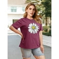 thumbnail image 5 of XCHQRTI Plus Size Daisy Women Tshirt Graphic Oversized Tees Short Sleeve Casual Tee, 5 of 8