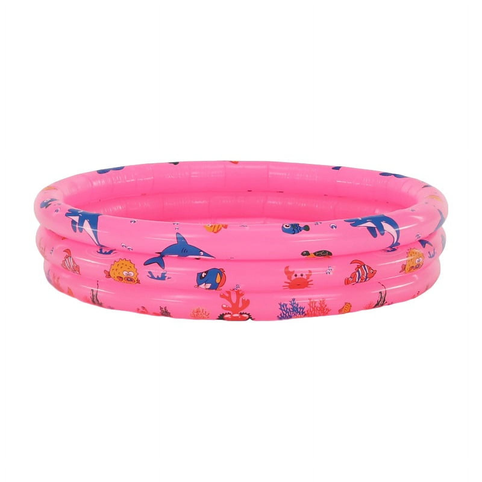 Piscina Inflable De Plástico Niños, 3 Anillos 90 X 28 Cm, Rosado