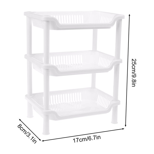 JilgTeok 4 Packs Rectangular Three-layer Storage Rack Bathroom Plastic Storage Rack Floor Standing Rack for Bathroom Bedroom Laundry Kitchen Office Clearance