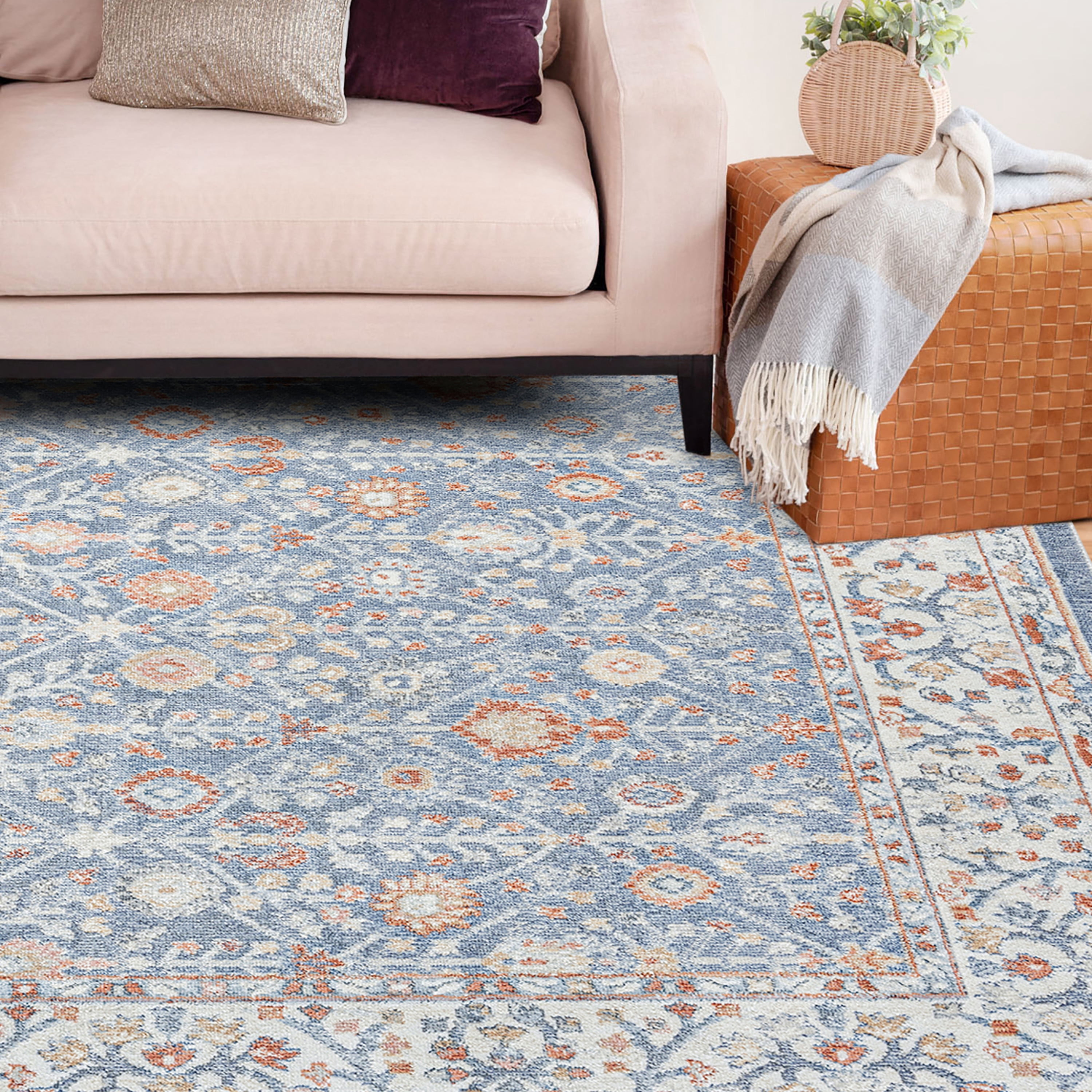 Allure Traditional 2' x 3' Navy and Rust Polypropylene Indoor Area Rug