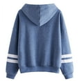 thumbnail image 2 of Women's Casual Hooded Drawstring Long Sleeve Striped Sweatshirt Tops, 2 of 3