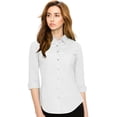 thumbnail image 3 of Made by Johnny Women's 3/4 Sleeve Tailored Button Down Shirts XXXL WHITE, 3 of 6