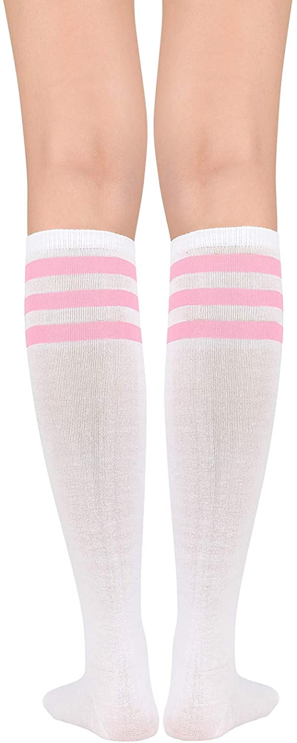 Womens Athletic Socks Outdoor Sport Socks Thigh High Tights Stockings Casual Stripes Tube Socks 