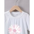 thumbnail image 3 of [Floral T-Shirt] Soft Girls' Summer Floral Letter Print T-Shirt | Casual Short Sleeve, Crew Neck, Cotton Blend, Easy Care, 3 of 6