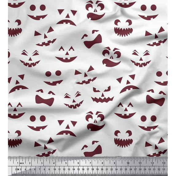 Soimoi Viscose Chiffon Fabric Monster Face Halloween Fabric Prints by Yard 42 Inch Wide