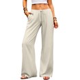 thumbnail image 6 of Wide Leg Palazzo Pants for Women Drawstring Elastic Waist Solid Pants Causal Summer Beach Vacation Pants, S, 6 of 6