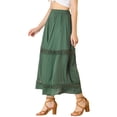 thumbnail image 4 of Allegra K Women's Long Skirts Elastic Waist Lace Insert A-Line Maxi Skirt, 4 of 6