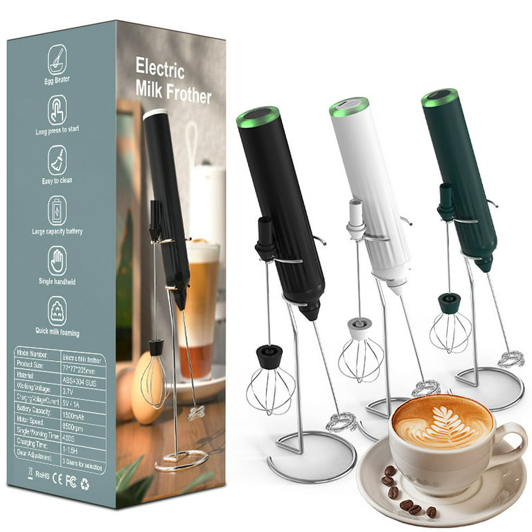 Milk Frother Handheld, Rechargeable Whisk Drink Mixer For Coffee With Art  Stencils, Coffee Mixer For Cappuccino, Hot Chocolate Match, Frappe Etc