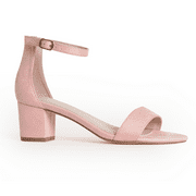 J.Adams Daisy, Women's High Heel Chunky Party Dress Shoes Ankle Strap Wedding Heeled Sandals - Blush Suede - 6
