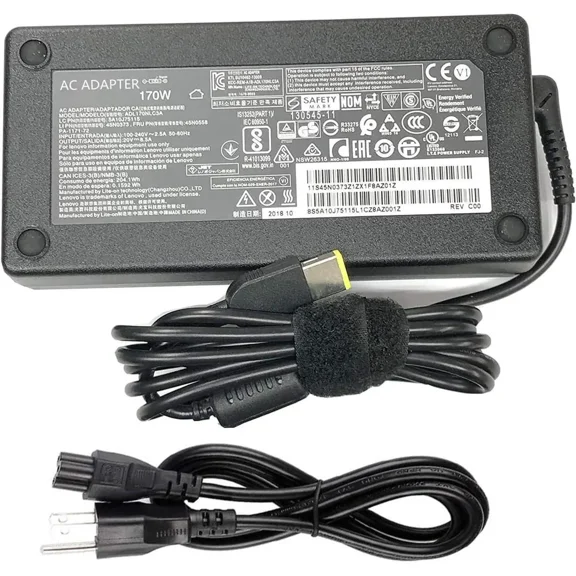 170W AC Adapter Laptop Charger for Lenovo ThinkPad x1 P50 P51 P52 P53 P70 P71 P73 W540 W541 T540P P15 P17 P15v P15 g T15g T15p P1 4X20E50574 PA-1171-71 ADL170NLC3A Power Adapter Supply Cord