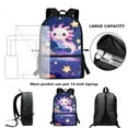 thumbnail image 4 of Yuyamidu Axolotl Backpack for School Girls 8-12 with Lunch Box 4 PCS Starry Sky School Bookbag and Lunch Bag Pencil Case Water Bottle Bag for 3rd Grade Student School Bag Set for Kids, 4 of 7