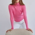 thumbnail image 6 of Fimkaul Women's T Shirts Long Sleeve Casual Tops Soft Pullover Sweater Blouse T-Shirt Hot Pink, 6 of 8