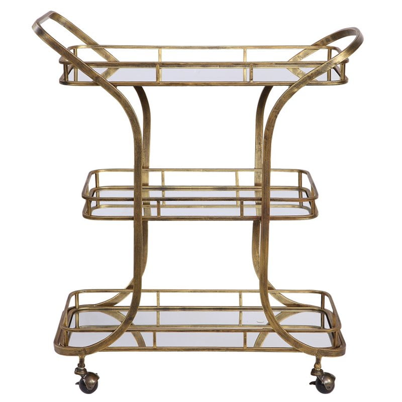 Maklaine Serving Cart in Antique Gold