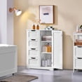thumbnail image 2 of Large Bathroom Floor Cabinet with 4 Dawers and Single Door Cabinet, Freestanding Storage Cabinet for Living Room Kitchen Hallway, White, 2 of 17