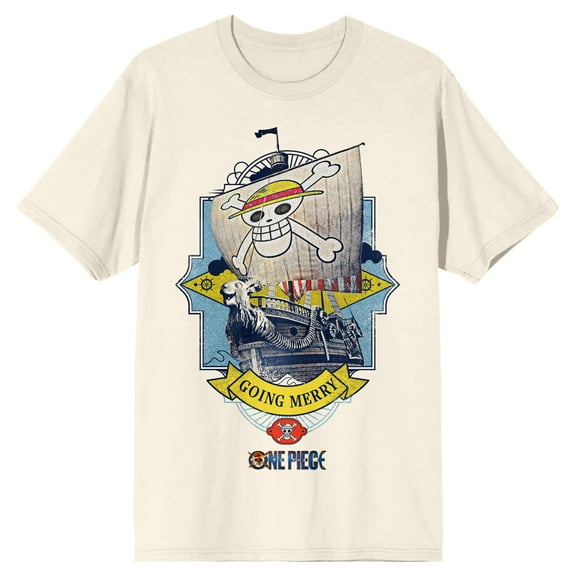 One Piece (Live Action) Going Merry Pirate Ship Men's Natural Short Sleeve Tee-Medium